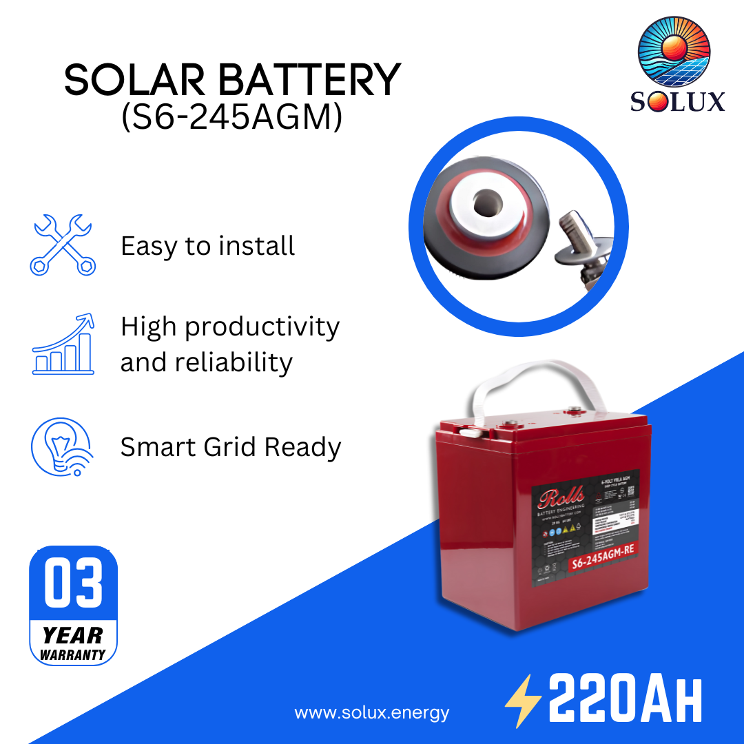 This is an image of Rolls Surrette 6V 220Ah Deep Cycle Battery AGM S6-245AGM